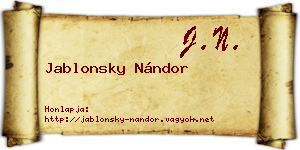 Jablonsky Nándor névjegykártya