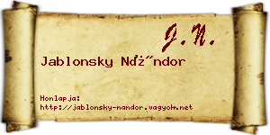 Jablonsky Nándor névjegykártya