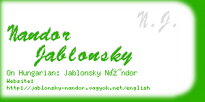 nandor jablonsky business card